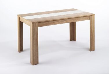 Обідній стіл byLIVING Nori: сучасний дизайн, ефект дуба, вставка в кольорі чорного або білого, розмір 160x90 см, висота 75 см