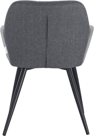 Крісло для їдальні WOLTU - 1 шт. Сучасне крісло з підлокітниками, тканина льон, металевий каркас, темно-сірий колір