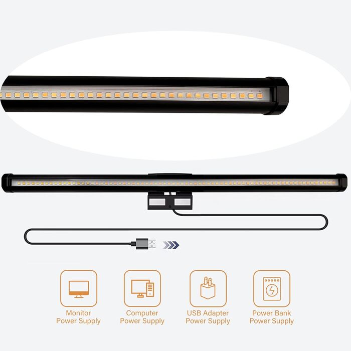 LED лампа на монітор з USB, захист очей, регульоване освітлення, сенсорний екран, 44 см