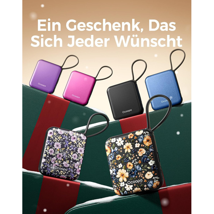 Електричні грілки для рук Ocoopa 2 шт., багаторазові, 4000mAh, USB, 3 режими нагріву, до 52°C, подарунок, для зимових видів спорту, подорожей та активного відпочинку, UT5 Nano Wiesengeflüster (Ocoopa x Artist Edition)
