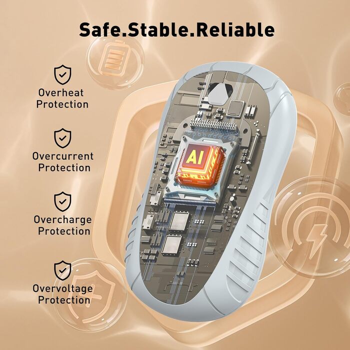 Електричні грілки для рук FANDLISS, 2 шт. - портативні, акумуляторні, 6000mAh, 3 режими нагріву, швидкий нагрів, ідеальний подарунок для спорту та зими