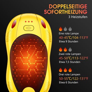 Електричні грілки для рук FANDLISS з акумулятором 10000mAh, 2 шт., з двостороннім нагрівом, USB, 3 режими, для кемпінгу та активного відпочинку