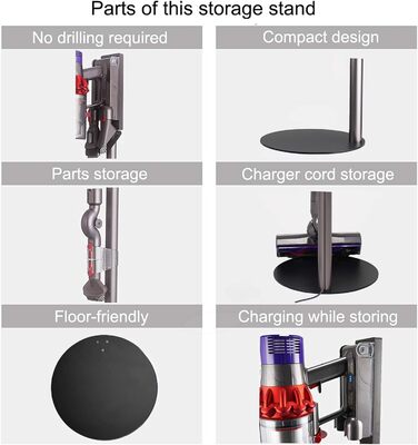 Підставка та тримач аксесуарів BAMBOOST для Dyson V15, V11, V10, V8, V7, V6, чорний