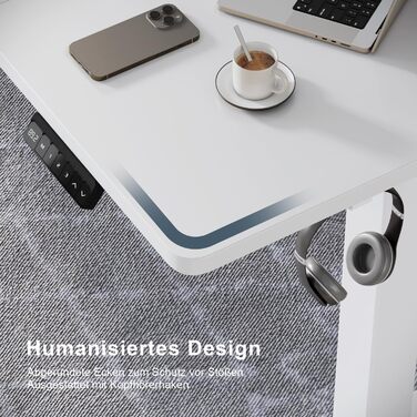 Регульований стіл 110x60 см, електричний, ергономічний, для дому та офісу, білий