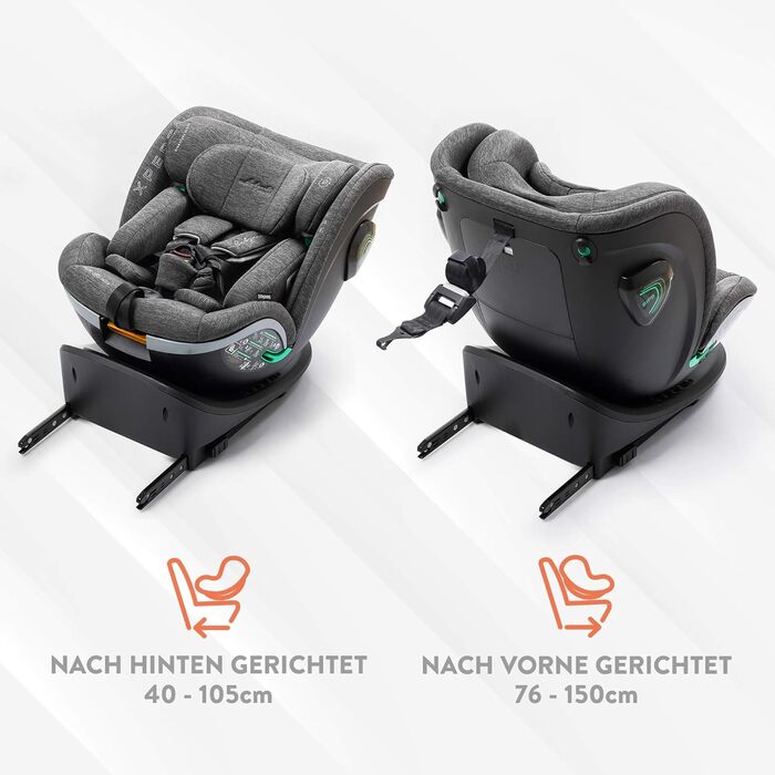 Дитяче автокрісло Xperta Baby Car Seat 360 з поворотом - Група дитячих автокрісел 0/1/2/3 (0-36 кг/0-12 років) 360 Swivel, ISOFIX, Автокрісло з безпекою i-Size і Top Tether, Сірий Сірий доббі