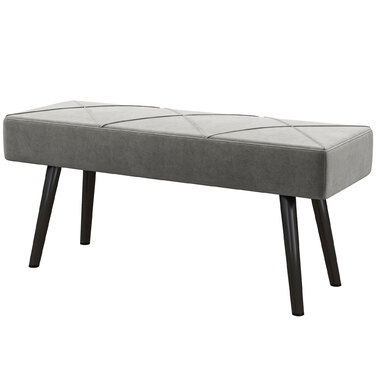HOMCOM М'яка лавка Velvet Look Ліжко Лавка для передпокою X-Pattern до 120 кг Сіра 100x36x45 см для спальні