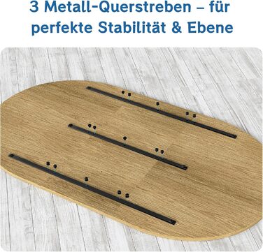 Обідній стіл WAFTING овальної форми, сучасний дизайн, для 4-6 осіб, 160x90x75 см, шпон дуба