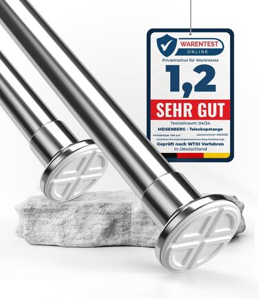 Штанга для душу без свердління 160-210 см, Ø 32 мм, штанга для завіс з кріпленнями - клямки, для ванної кімнати, кухні та міжкімнатних перегородок (210-260 см, нержавіюча сталь срібна)