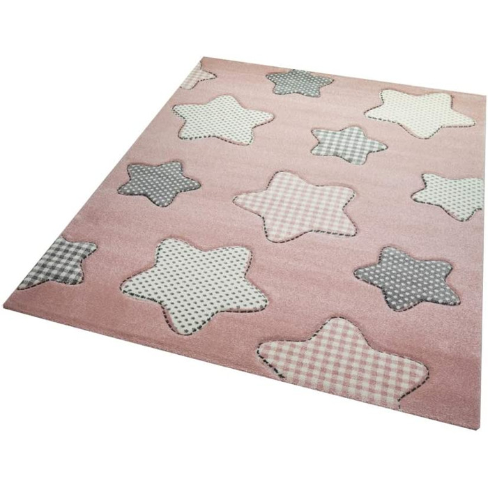 Килим-мрія дитячий килим Зоряний килим для дитячої кімнати для дівчаток рожево-кремово-сірого кольору розмір (160x230 см)