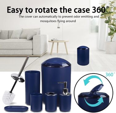 CERBIOR Набір аксесуарів для ванної кімнати, 6 шт. (Морська блакить): мильниця, тримач для зубних щіток, стаканчик для щіток, мильниця для раковини. Ідеальний подарунок на новосілля.