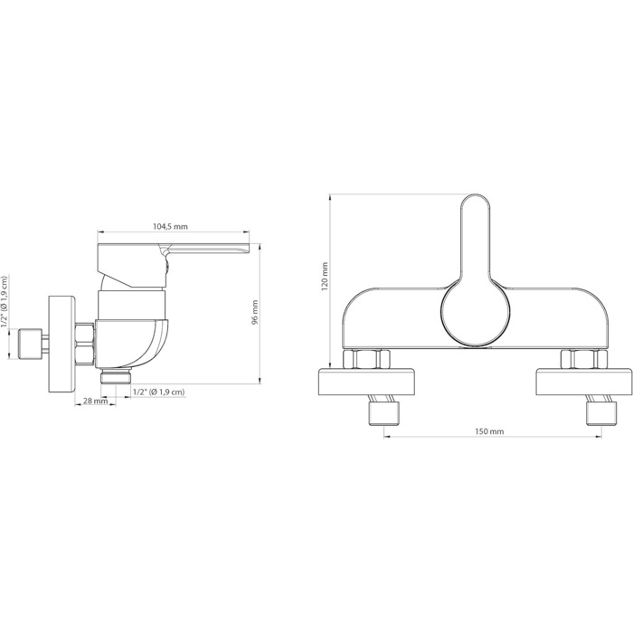 Змішувач для ванни EISL DIZIANI, однорегуляторний, з перемикачем душ/ванна, хром/білий