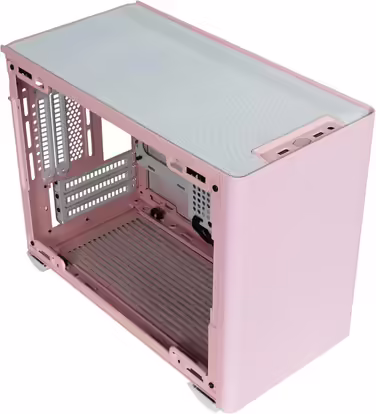 Корпус для ПК Cooler Master MasterBox NR200P Mini-ITX, загартоване скло, відмінне охолодження, вертикальне розташування відеокарти, безінструментальний доступ, рожевий Flamingo
