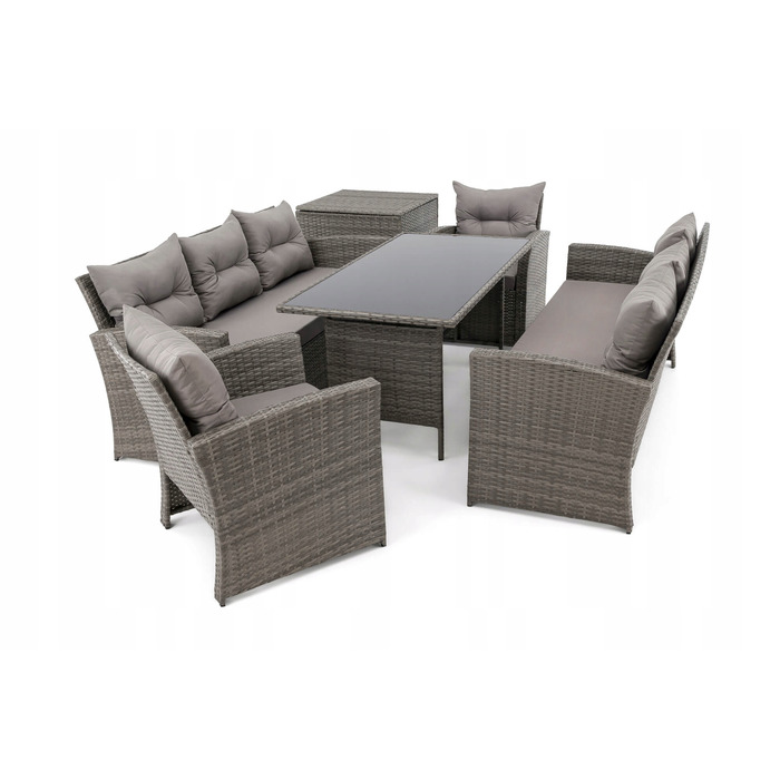 Комплект садових меблів із техноротанга EMWOmeble, сірий, 6 предметів