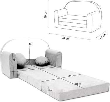 Дитяче диван-ліжко 3в1 з функцією висування, трансформер для дитячої кімнати, м'який пуф-крісло для дівчаток та хлопчиків, модель A33