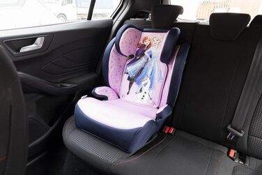 Автокрісло Disney Frozen з ISOFIX для дівчаток 100-150 см з Ельзою, Анною та Олафом на фіолетовому