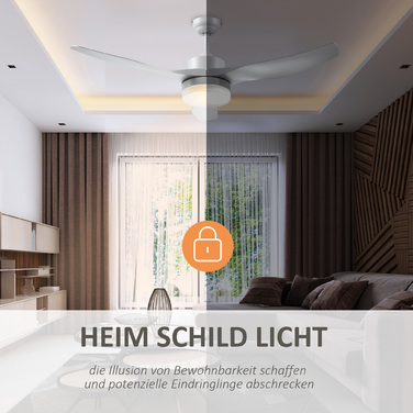 Вентилятор стельовий HOMCOM з LED-підсвіткою, 2-в-1, з таймером та пультом дистанційного керування. Білий стельовий світильник-вентилятор.