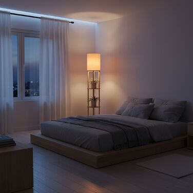 Лампа для читання з трьома полицями та льняним абажуром