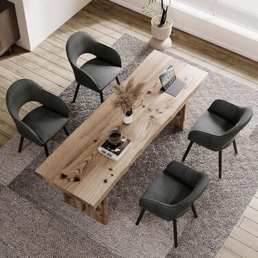 Елегантні кухонні стільці з підлокітниками (2 шт.) - бежевий, дерево, поліестер