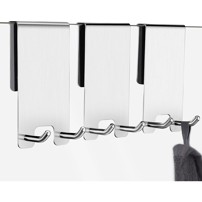 Гачки для рушників Kegii на двері дшу 6-12 мм 3 шт срібло