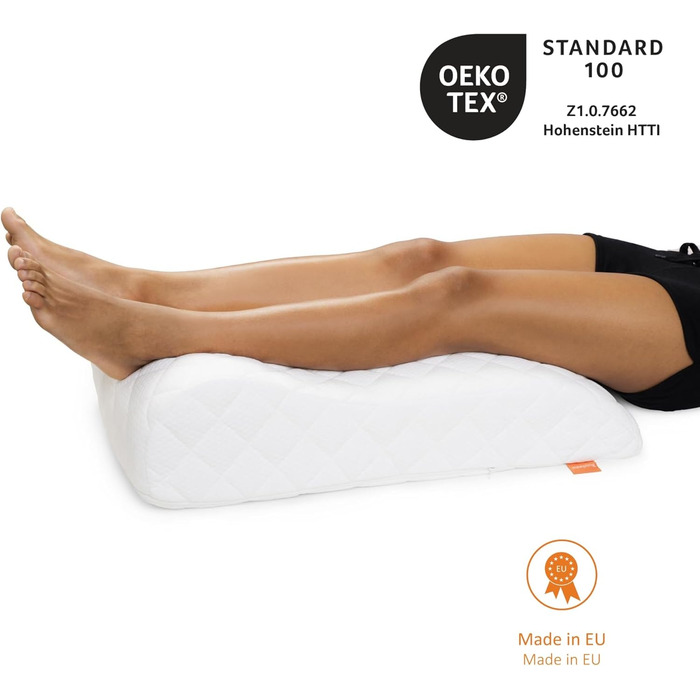 Подушка для ніг Sleepling, подушка для підняття ніг, подушка для ніг, подушка для дорослих, подушка під коліна 40 x 68 x 16,5 см, 100% бавовна, прання 60°C, Ökotex 100, зроблено в ЄС (змінний чохол, змінний чохол - бавовняна суміш)