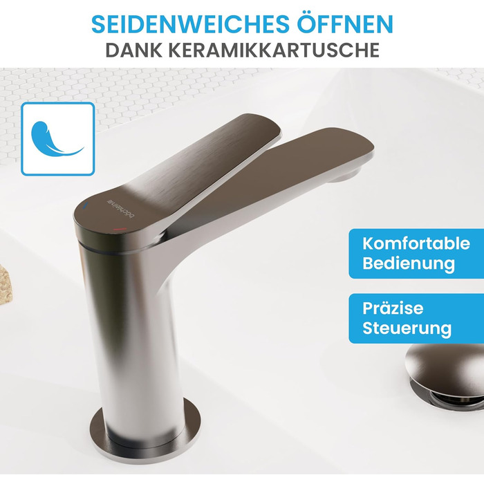 Змішувач для умивальника Bächlein Aldeya чорний матовий, з монтажним комплектом, для накладних умивальників