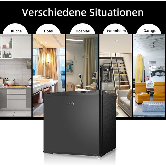 Міні-холодильник CHIQ 46 л з регулюванням температури, тихий (39 дБ), для офісу, кемпінгу, спальні, готелю, чорний