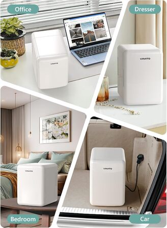 Міні-холодильник VINATO для косметики та напоїв, 4 л, 220V/12V, білий (без дзеркала)