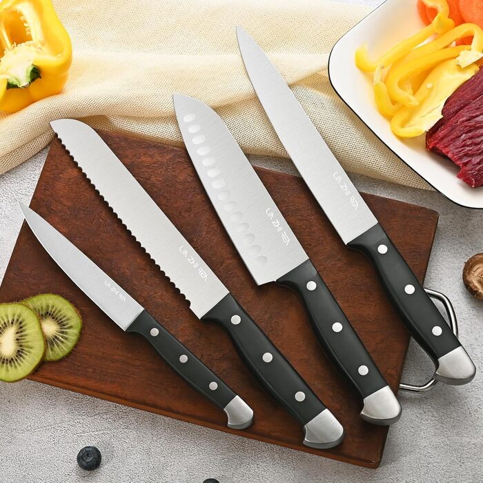 Набір ножів кухонних 15 предметів з точилкою, набір для нарізки, рубання, дріблення, Braun