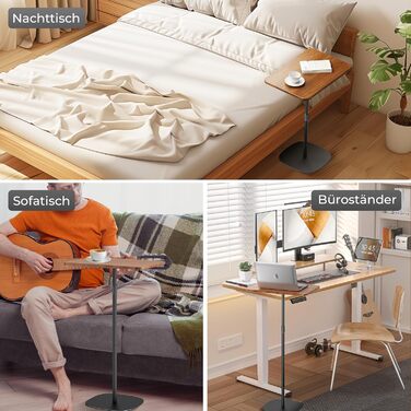 Регульований підставка для ноутбука, мобільний столик для дивану/приліжкові, дерев'яний подіум, чорний