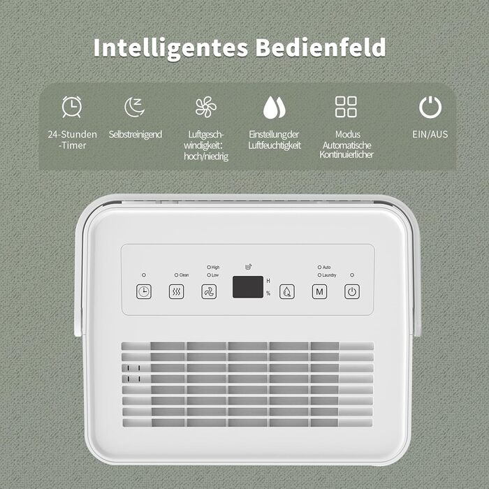 Електричний осушувач повітря Uhome 12L - 54м³, автоматичне вимкнення, сенсор вологості, режим сушіння, фільтр з активованим вугіллям