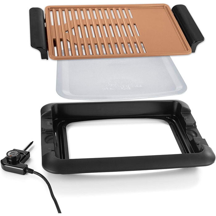 Електричний гриль для столу GOURMETmaxx | Бездимний гриль 2200W з 2 зонами нагріву та антипригарним покриттям | Регулювання температури