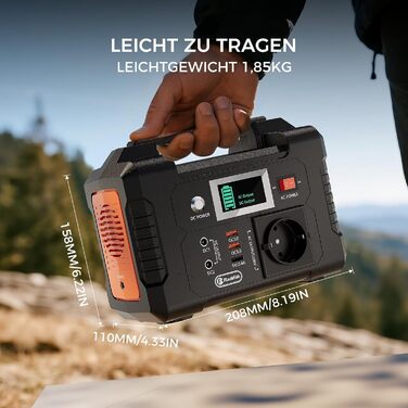 PowerFish Портативна електростанція 200W, 151Wh, 40800mAh з AC 230V виходом, для кемпінгу та надзвичайних ситуацій