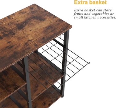 Стелаж для кухні та випічки Soges: місткий, чорний, з 3 полицями (ретро)