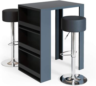 Набір барного столика та табуреток Vicco Bartisch-Set, білий/антрацит, 80 x 57 см (2 табуретки)