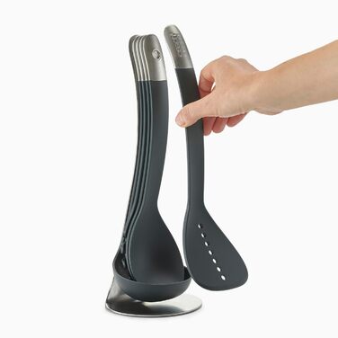 Набір кухонних аксесуарів Joseph Joseph Nest 5 шт. з магнітною підставкою, чорний/нержавіюча сталь, для компактної організації, можна мити в посудомийній машині