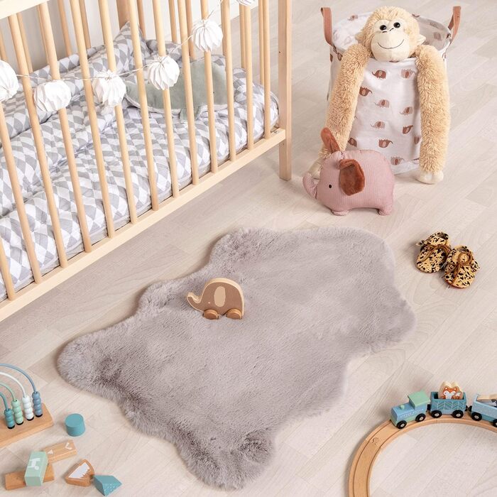 ФРААІ Дитячий килим для дому та життя - Huggy Sheep Taupe - 55x80см - монохромний, тваринний - сучасний - дитяча кімната, дитяча кімната - хлопчики - дівчатка - килим (55 x 80 см, сірий)