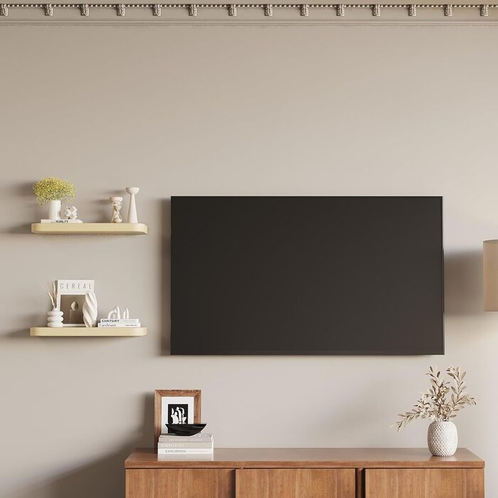 Плаваючі полиці Wandregal з дерева, набір 2 шт., коричневі - настінні полиці без кріплень для вітальні, спальні, кухні, для книг та декору