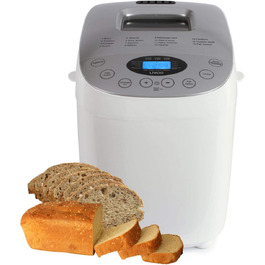Хлібопічка з 2 гачками для тіста - Хлібопічка 15 автоматичних програм - РК-екран - 60-хвилинна функція збереження тепла та 15-годинний таймер - Хлібопекар 3 ступені підрум'янювання