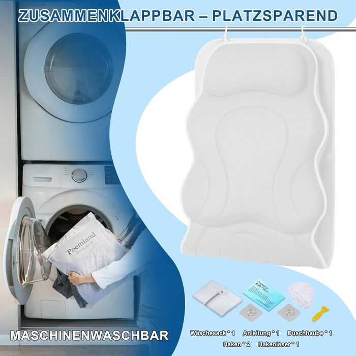 Подушка для ванни Luxus Dicke: повне тіло, підтримка голови, шиї та плечей. Комфорт та розслаблення. Аксесуари для спа.