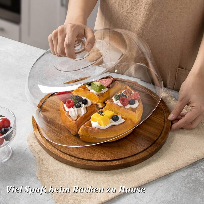 Тортенечка з підставкою, дерев'яний та акриловий тортовий стійкий з кришкою