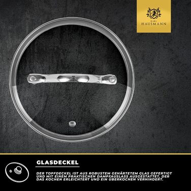 Нержавіюча каструля Karl Hausmann 3.6L, Ø 20 см - каструля з нержавіючої сталі з кришкою для всіх типів плит (індукція)