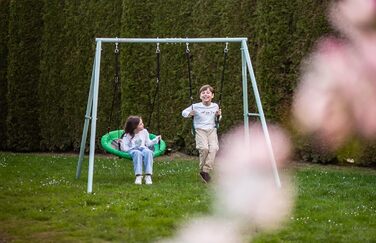 Гойдалка-гніздо для саду HyperMotion Storchennest з А-рамою, 2 місця, 150 кг, зелено-сіра (HYP1)