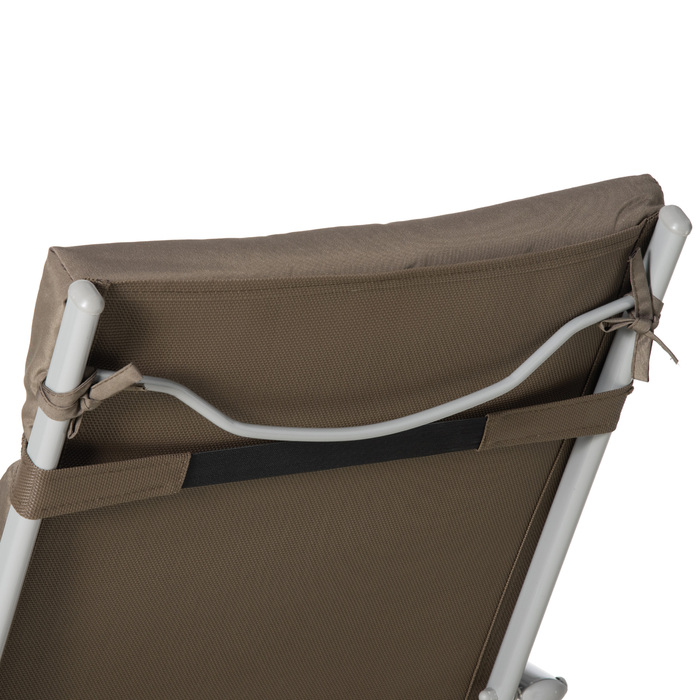 Outsunny Sun Lounger Садовий шезлонг складний регульований з подушкою коричневий сріблястий 137x63.5x100.5см для пляжу та саду