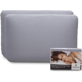 Ортопедична подушка ELORA (2 шт.): Memory Foam, 100% бавовна, підтримка шиї для тих, хто спить на боці та на спині, білий/сірий