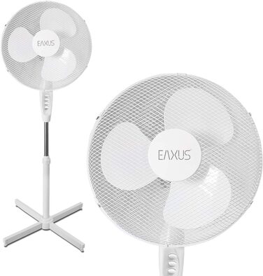 Безшумний вентилятор Eaxus Silent Pedestal Fan 40W - безшумний вентилятор з 3 режимами швидкості, регулюється по висоті до 1,25 метра, білий