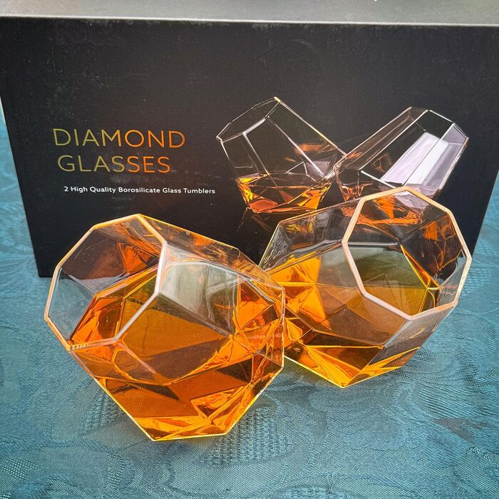 Набір склянок для віскі Diamant Gläser (2 шт), жовті, поворотні, у подарунковій коробці