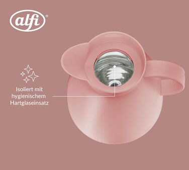 Термос Alfi DAN 1.0 л, рожевий (Ash Rose), пластиковий з термоізоляцією, з скляною вставкою, з кришкою-поворотом, дизайнерський, без BPA, для кави та чаю