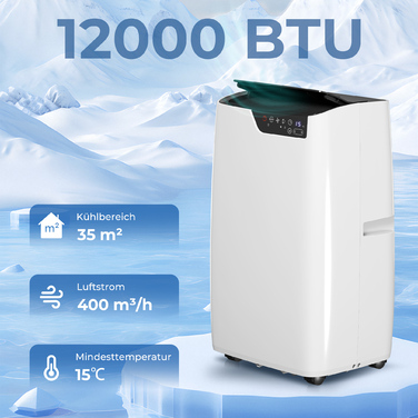 Мобільний кондиціонер 12000 BTU: охолодження, осушення, вентиляція, нічний режим, WiFi та голосове керування