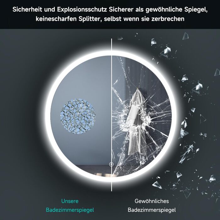 Дзеркало для ванної кімнати SONNI LED з підсвічуванням 80x60 см, прямокутне, біле