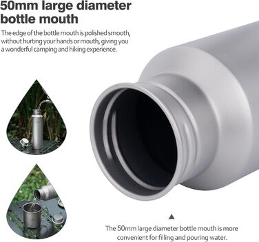 Фляга для води iBasingo Titan 550ml - Металева, для туризму, спорту, з широким горлом